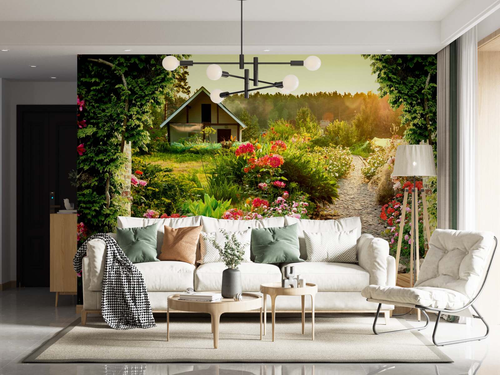 Papier peint paysage naturel avec une maison