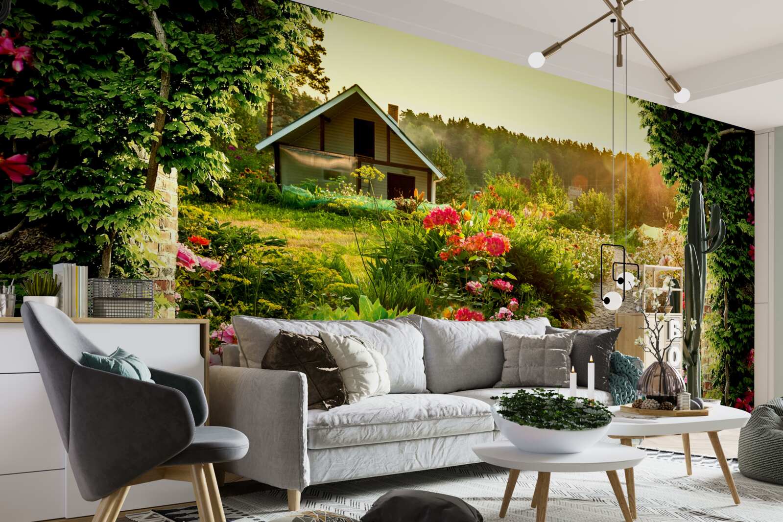 Papier peint paysage naturel avec une maison