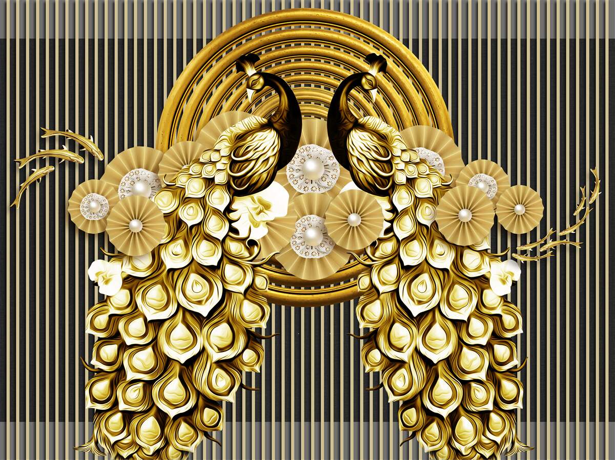 Papier peint produits avec des images de paons