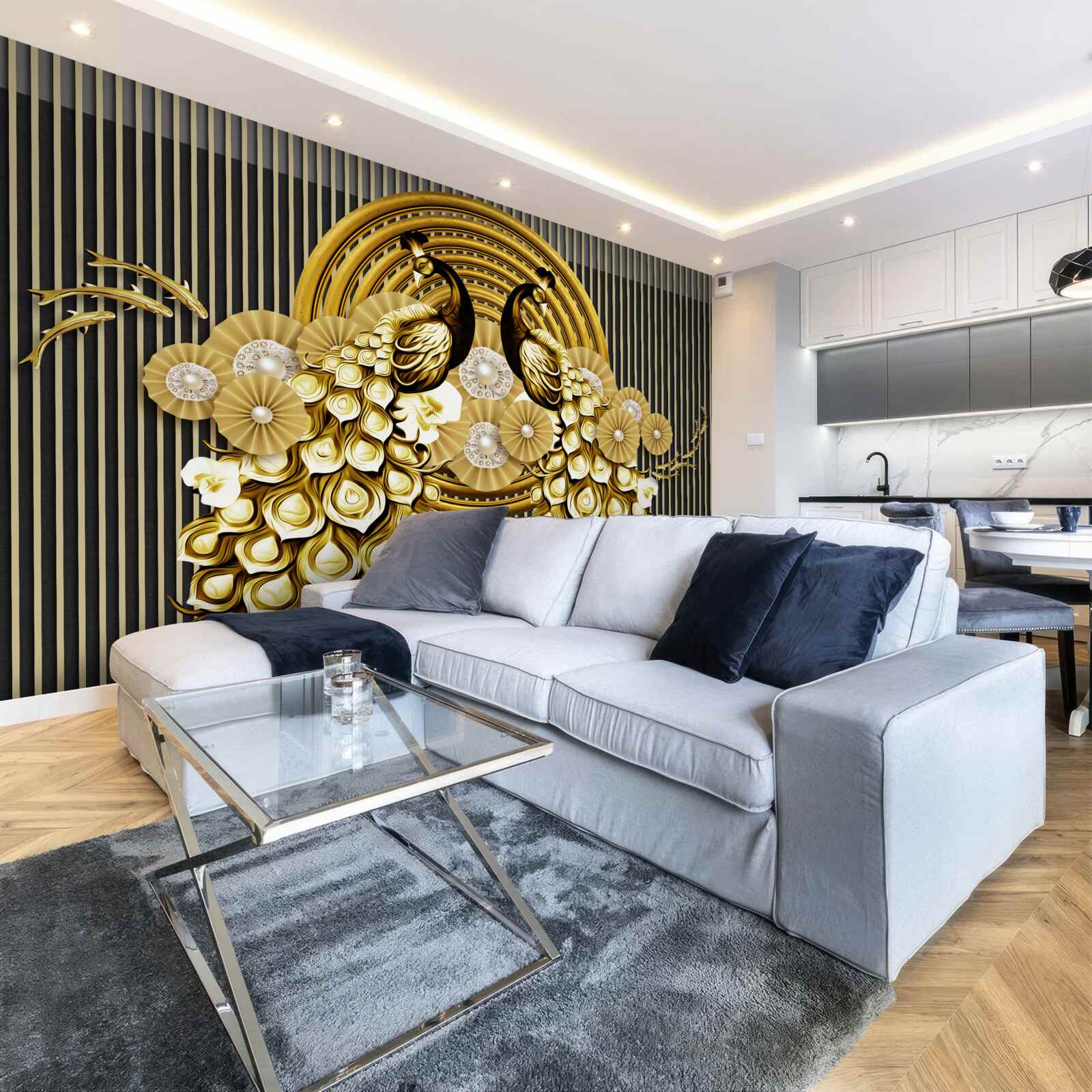 Papier peint produits avec des images de paons