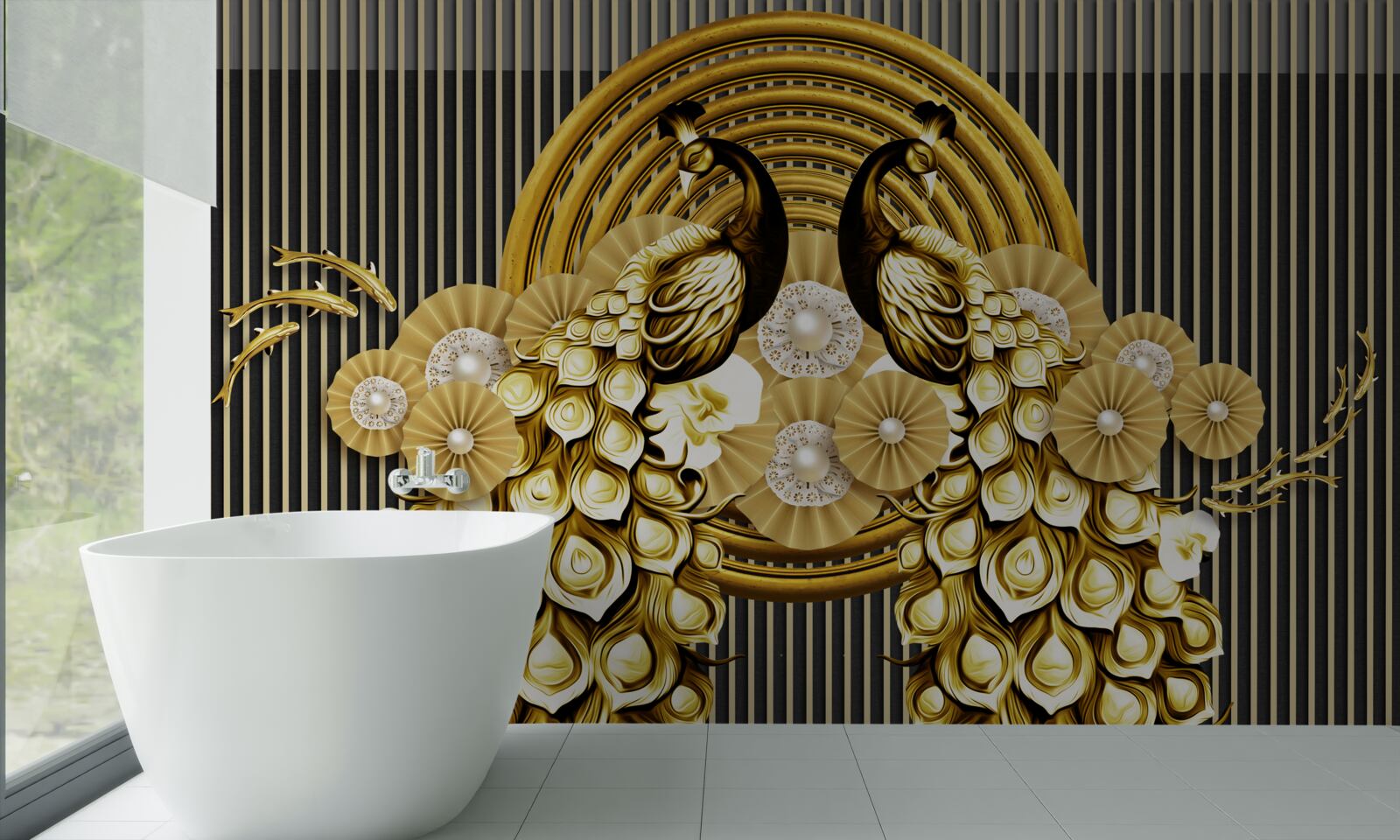 Papier peint produits avec des images de paons