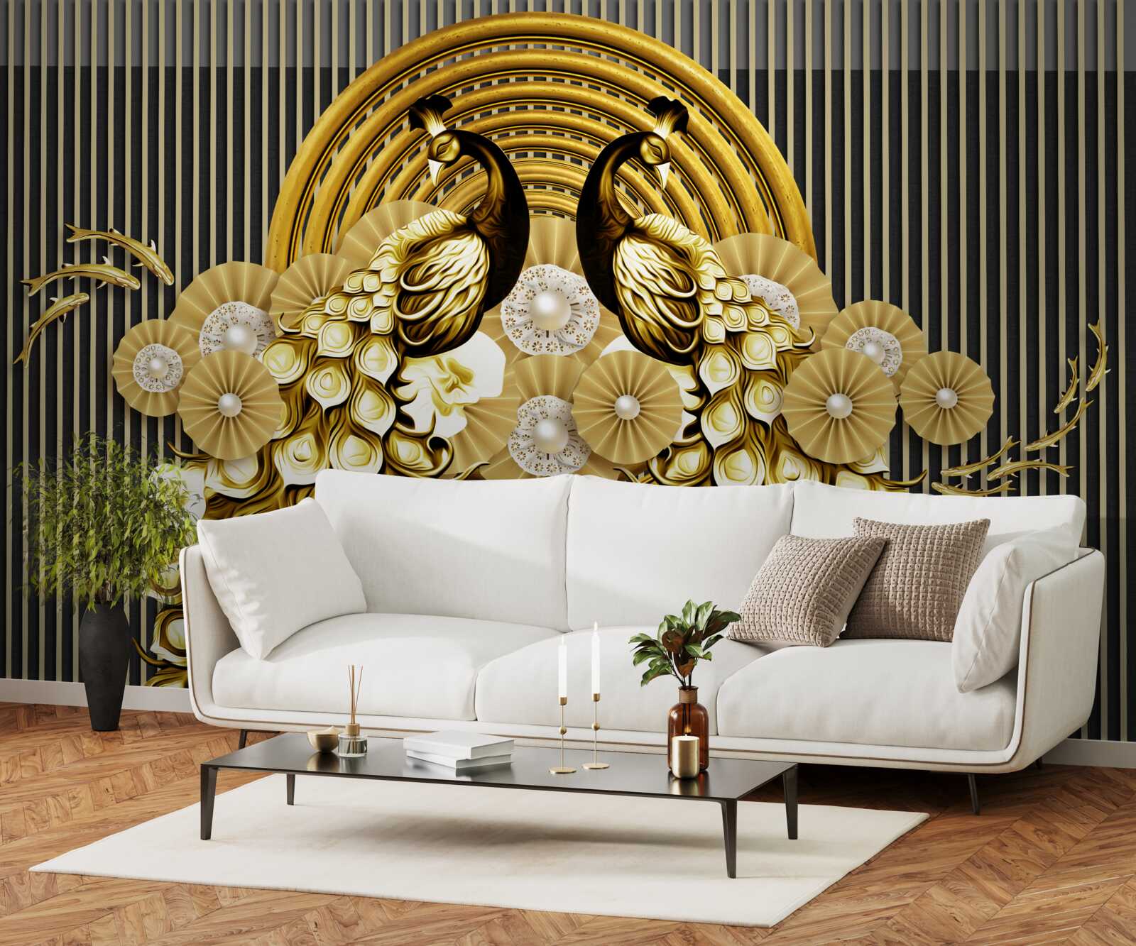 Papier peint produits avec des images de paons