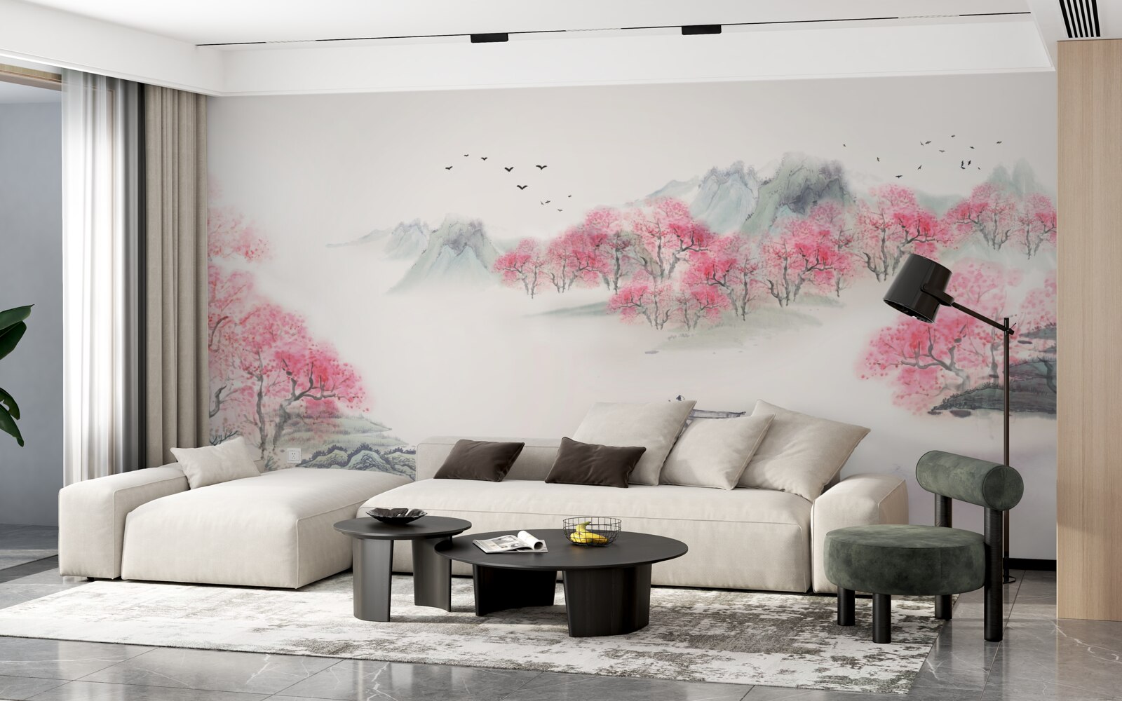 Papier peint Bateau dans la forêt enveloppée de brume matinale