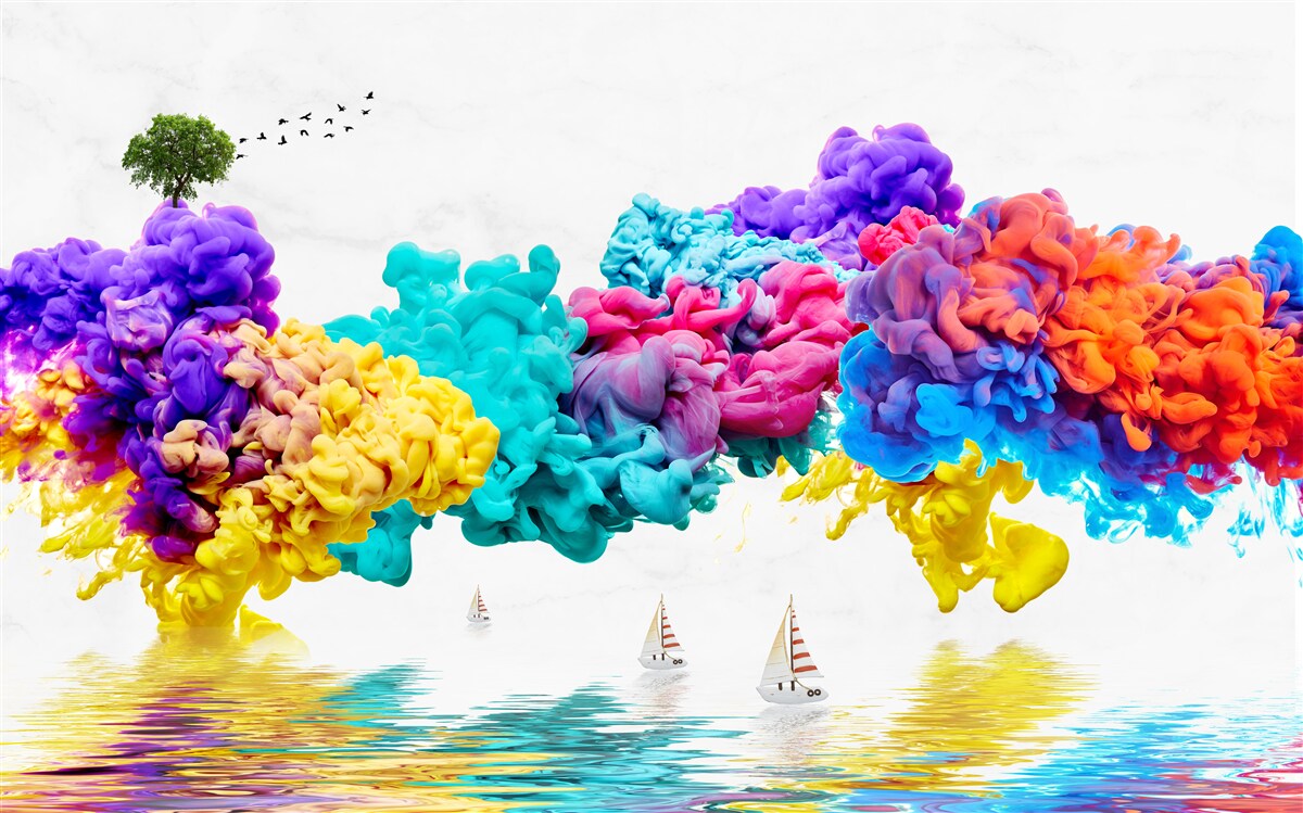 Papier peint des couleurs brillantes au-dessus de la surface de l'eau