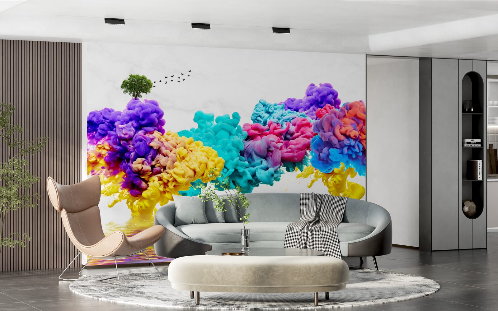 Papier peint des couleurs brillantes au-dessus de la surface de l'eau