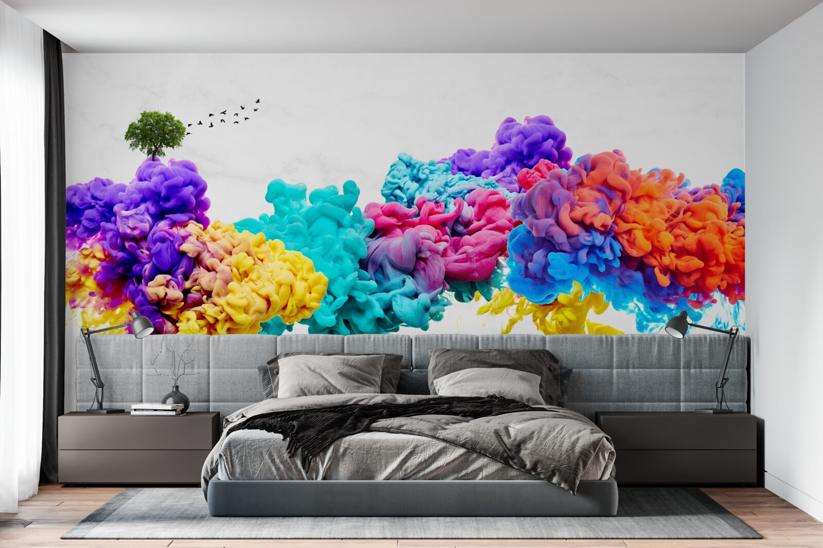 Papier peint des couleurs brillantes au-dessus de la surface de l'eau