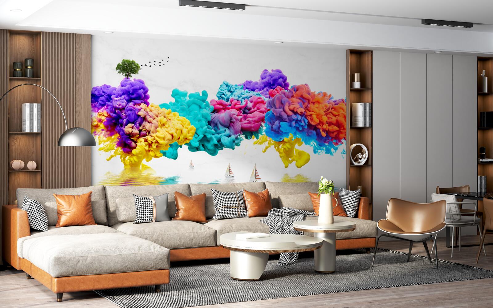 Papier peint des couleurs brillantes au-dessus de la surface de l'eau