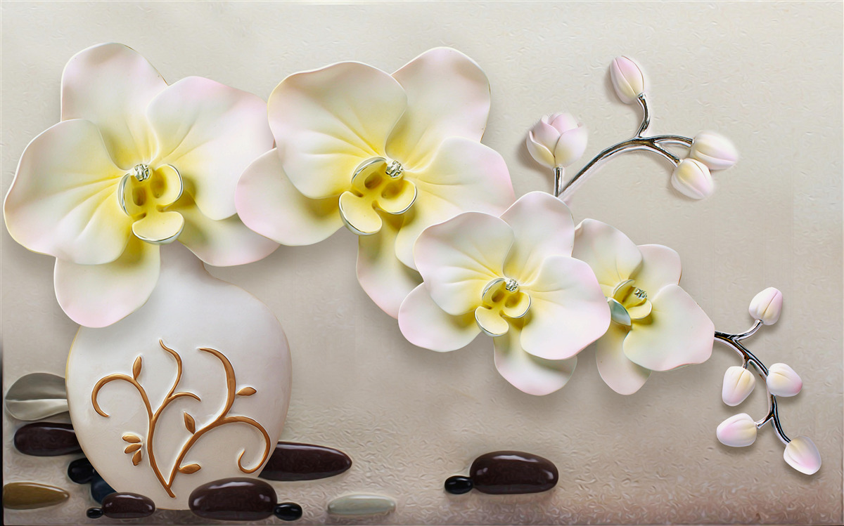 Papier peint fleurs d'orchidées décorées