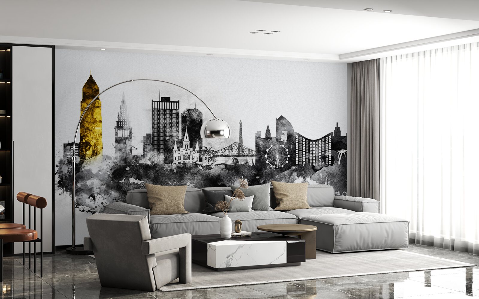 Papier peint abstraction architecturale de l'espace urbain