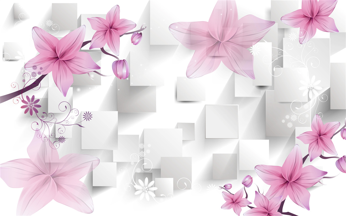 Papier peint abstrait avec bourgeons violets