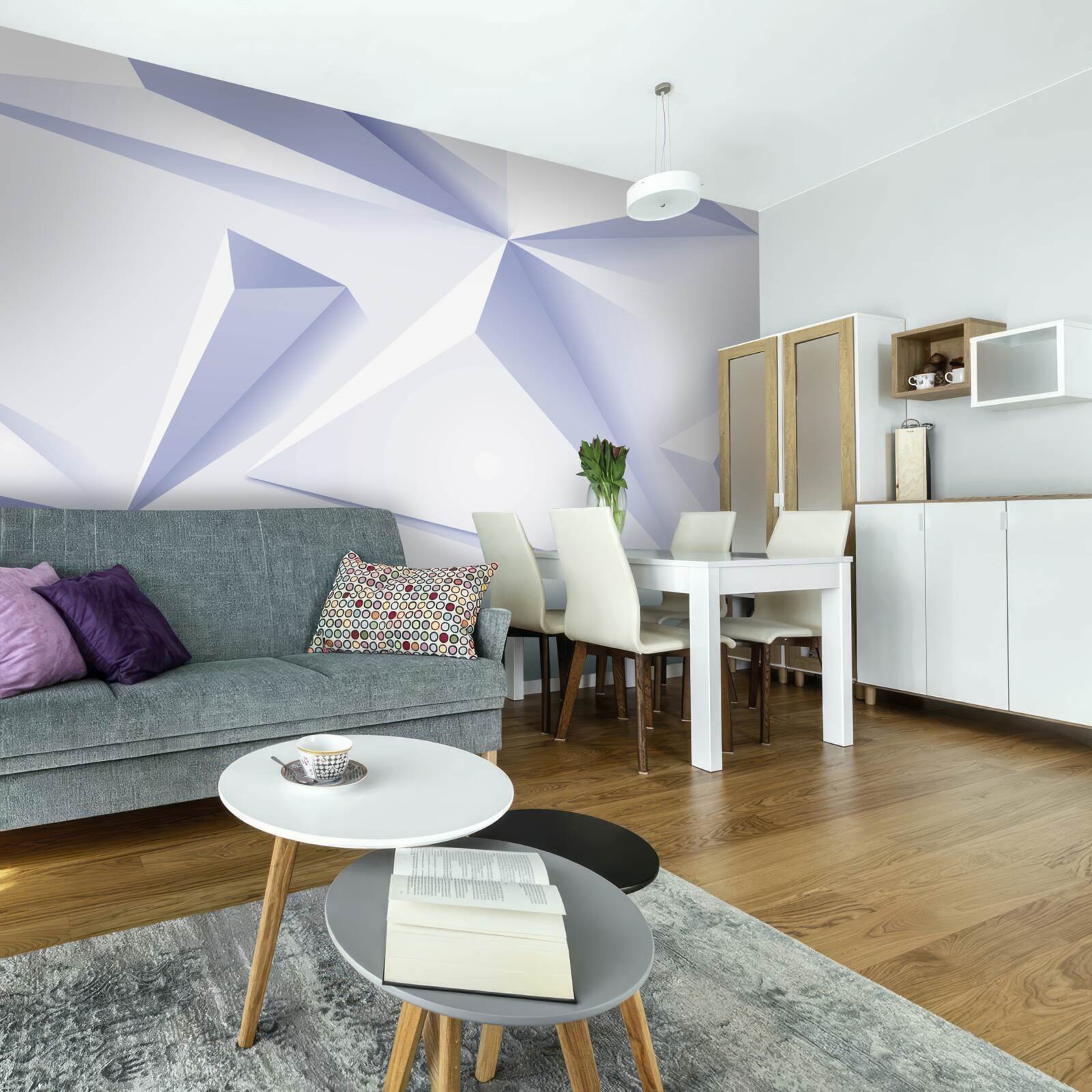 Papier peint pyramides lumineuses 3d