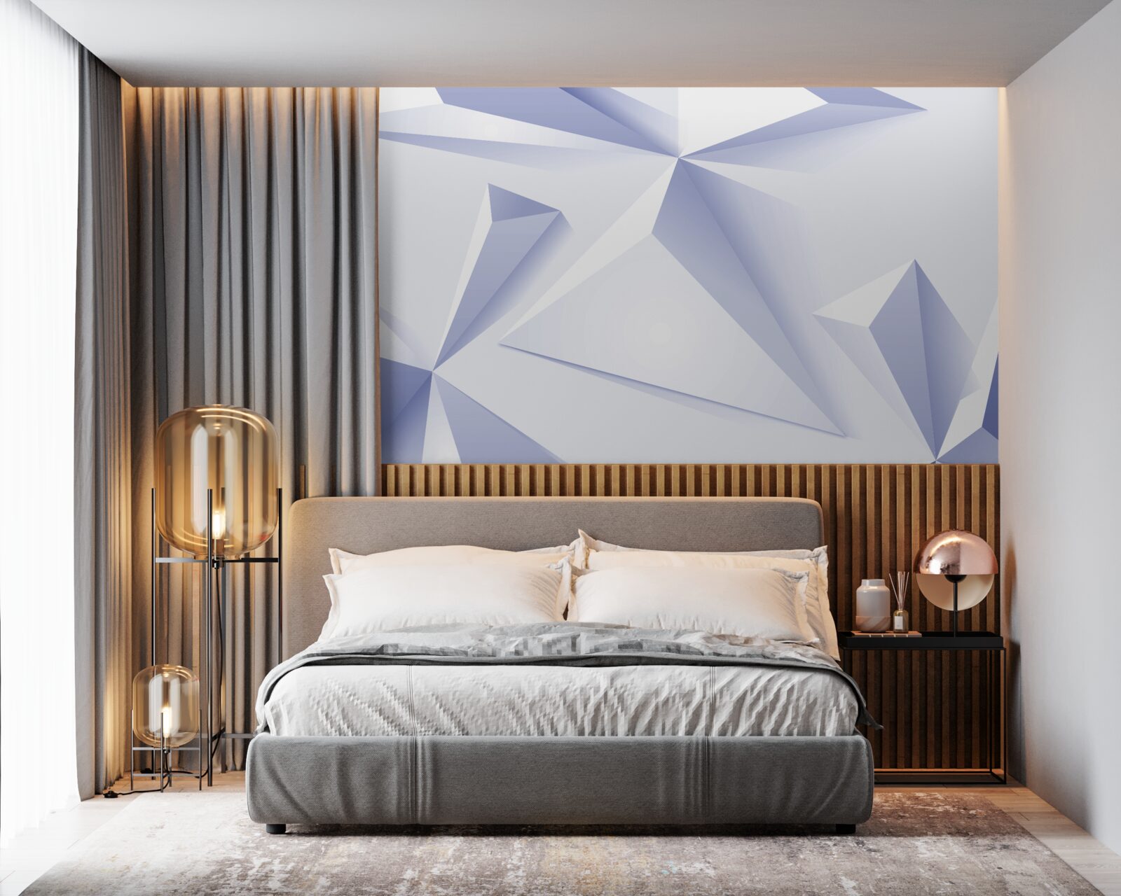 Papier peint pyramides lumineuses 3d