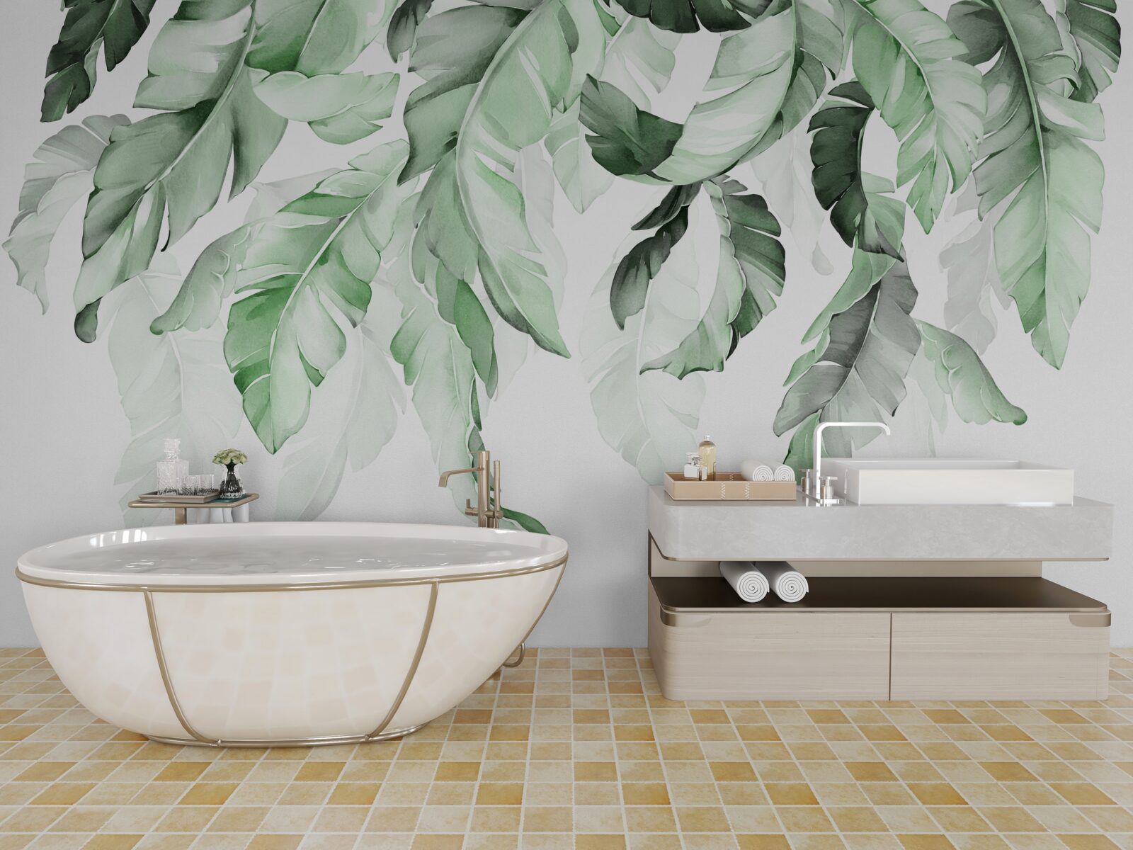 Papier peint les feuilles de fougère pendent