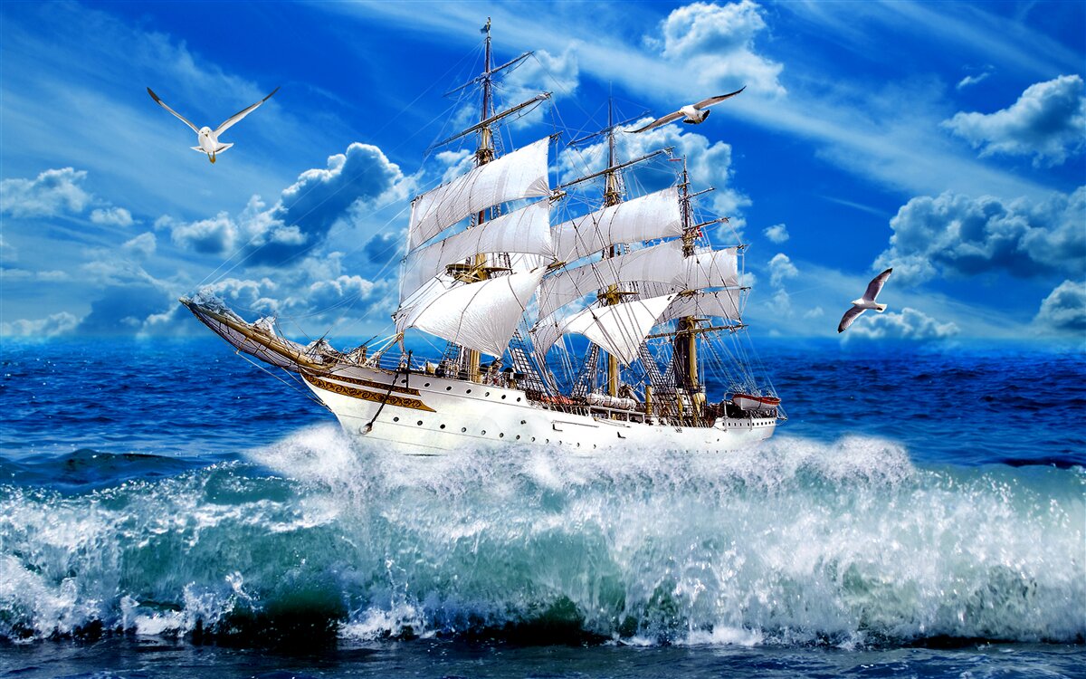 Papier peint le bateau bat la tempête