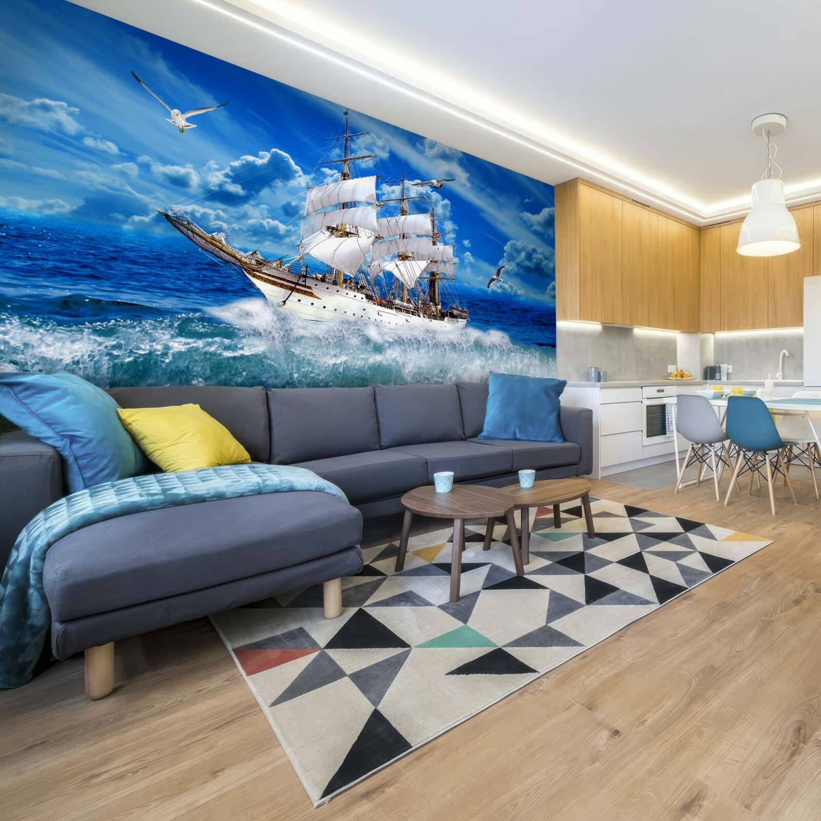 Papier peint le bateau bat la tempête