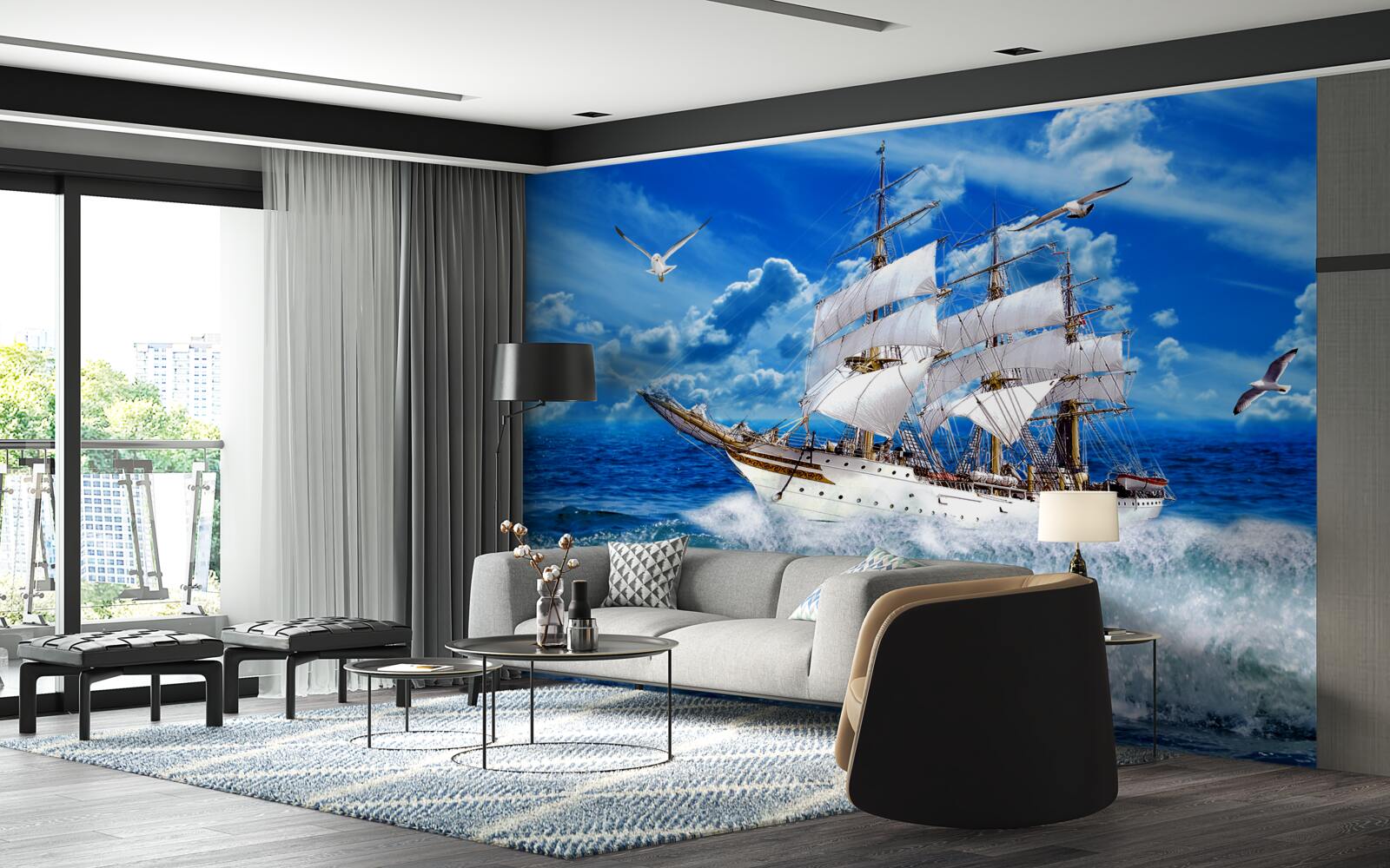 Papier peint le bateau bat la tempête