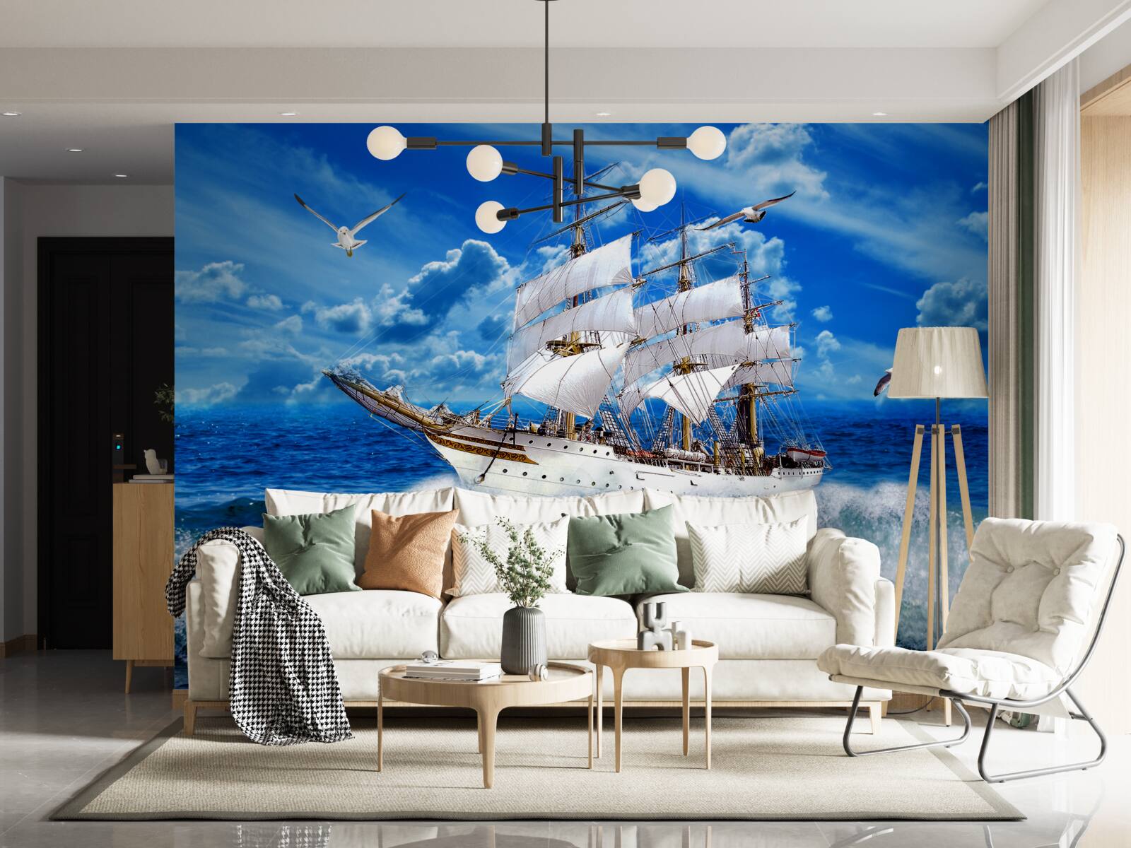 Papier peint le bateau bat la tempête