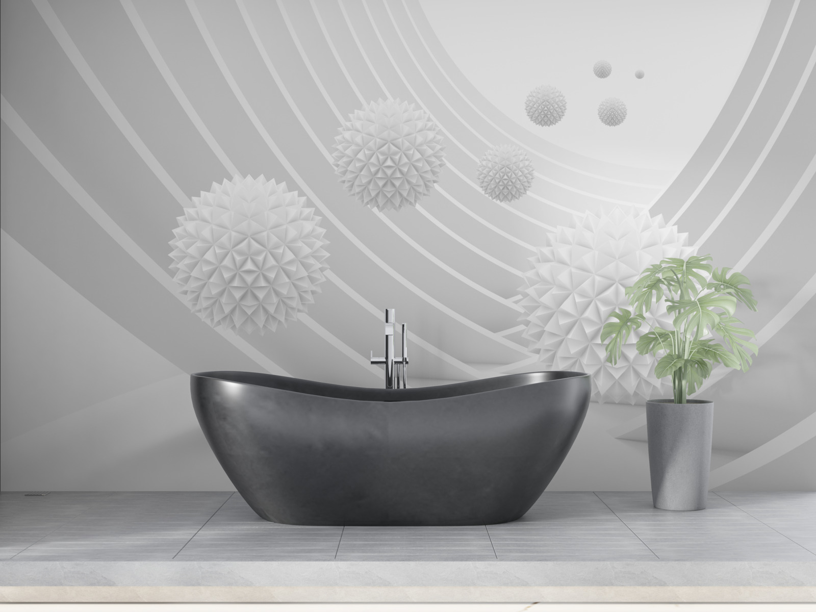 Papier peint des boules blanches pointues dans le tunnel qui se retire