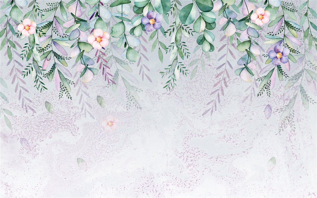 Papier peint aquarelle représentant des fleurs à l'envers