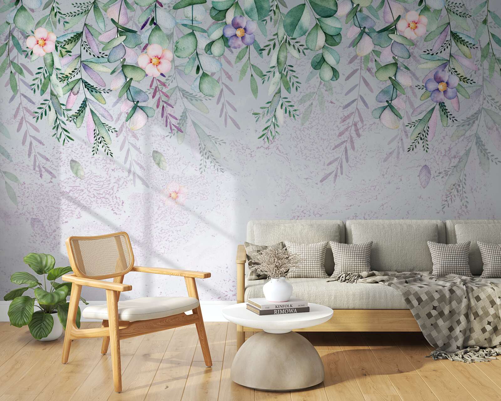 Papier peint aquarelle représentant des fleurs à l'envers