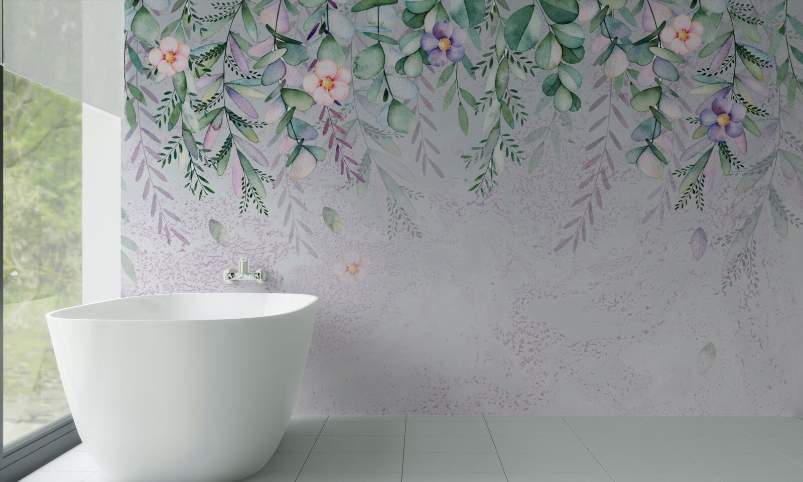 Papier peint aquarelle représentant des fleurs à l'envers