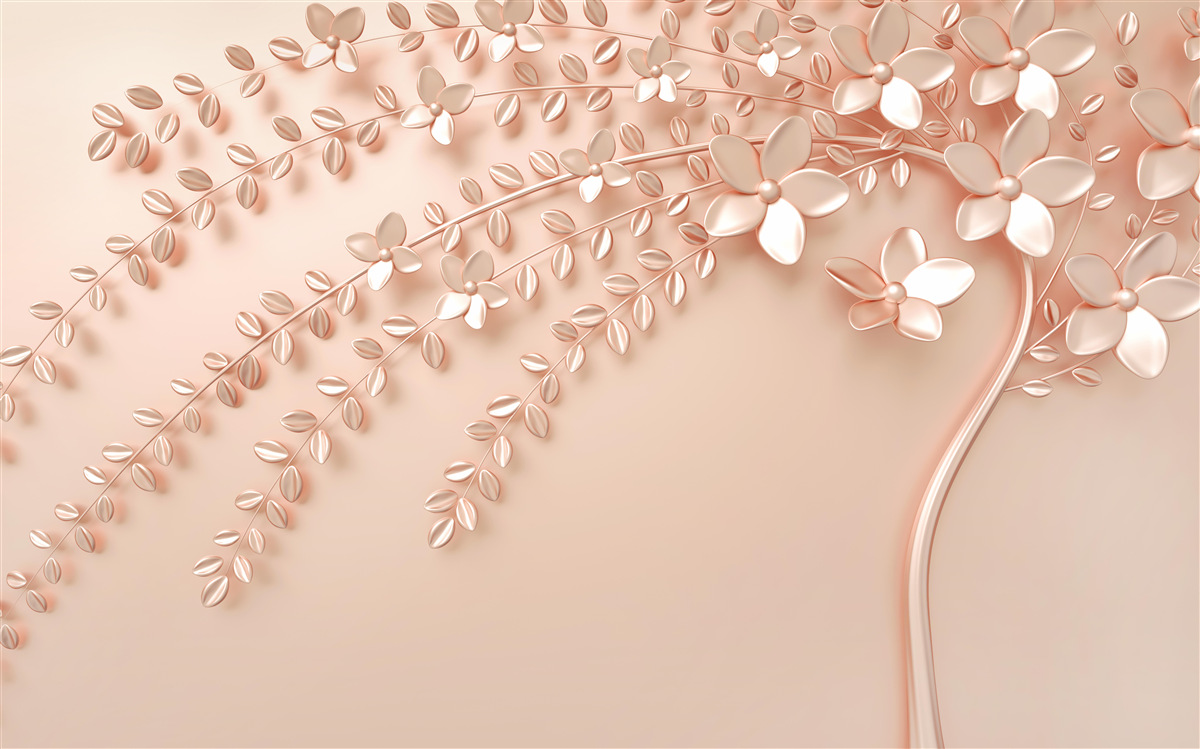 Papier peint arbre au bois fin et à la floraison abondante