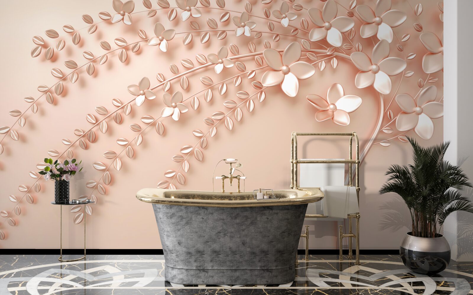 Papier peint arbre au bois fin et à la floraison abondante