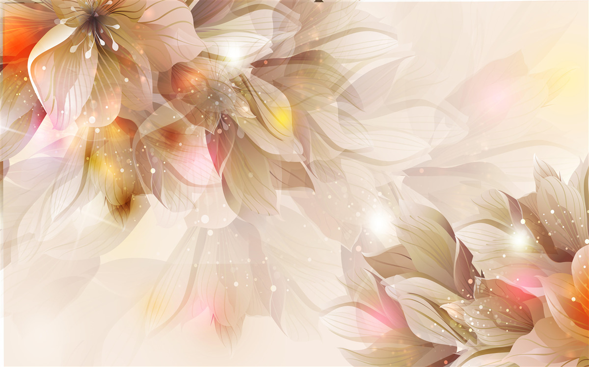 Papier peint fleurs lumineuses avec une lumière douce