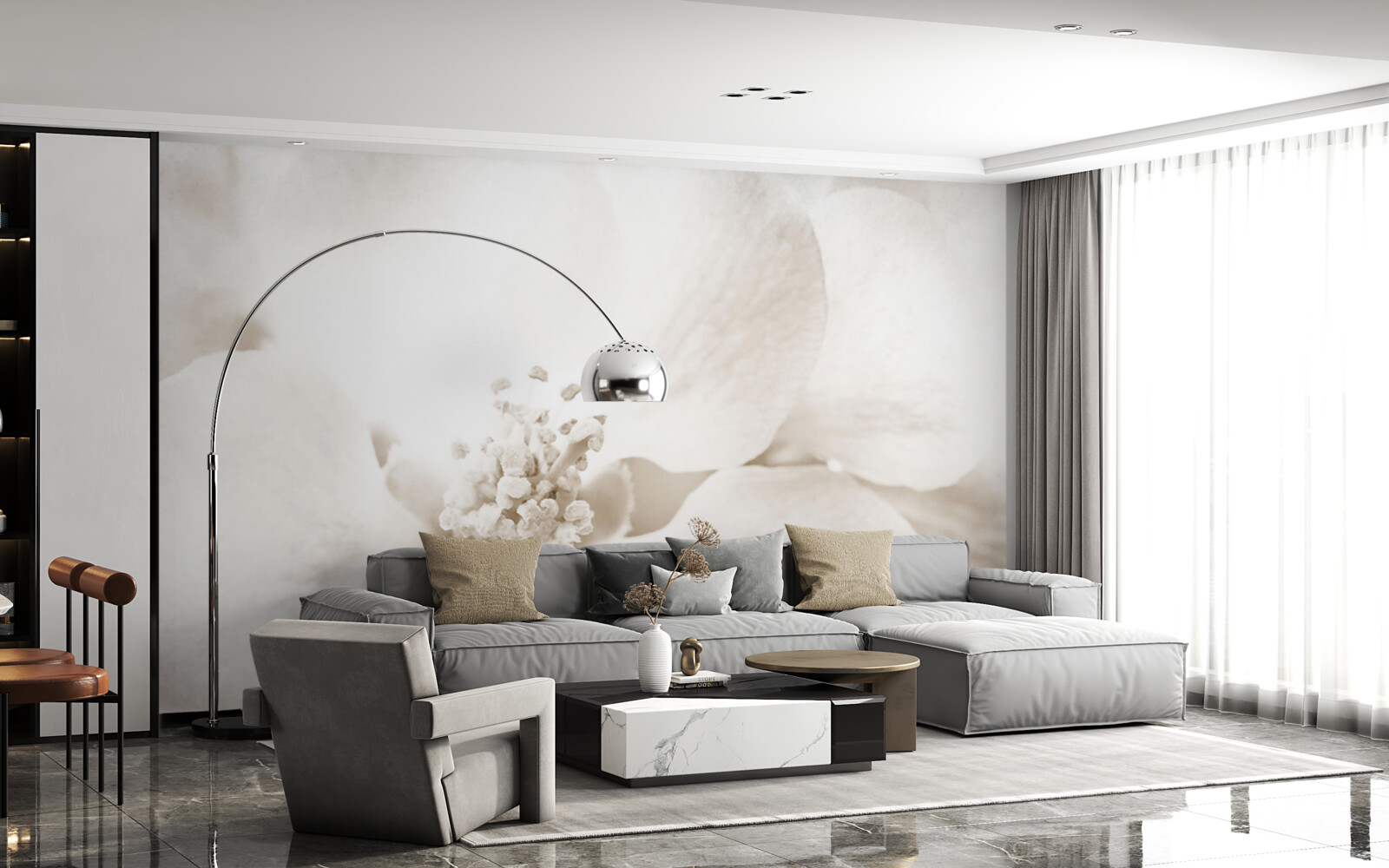 Papier peint grand bourgeon d'orchidée délicat