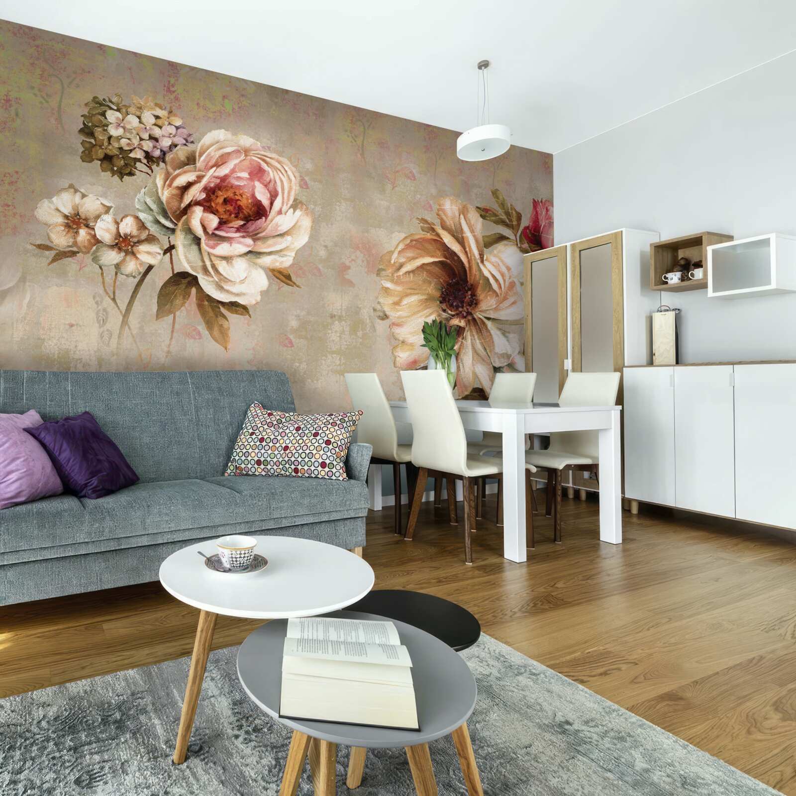 Papier peint compositions florales en bouquets