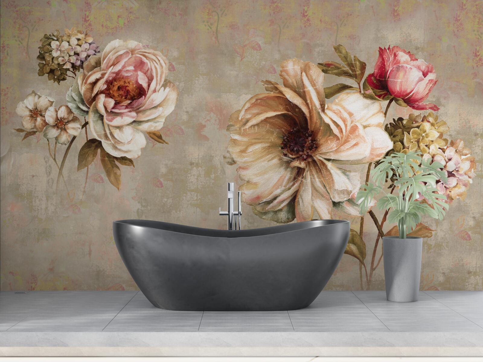 Papier peint compositions florales en bouquets