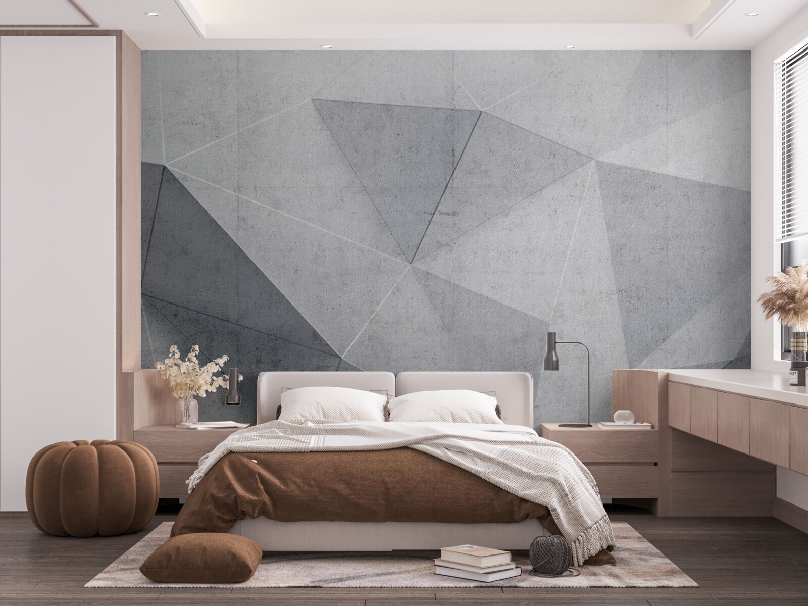 Papier peint triangles gris dans un style abstrait