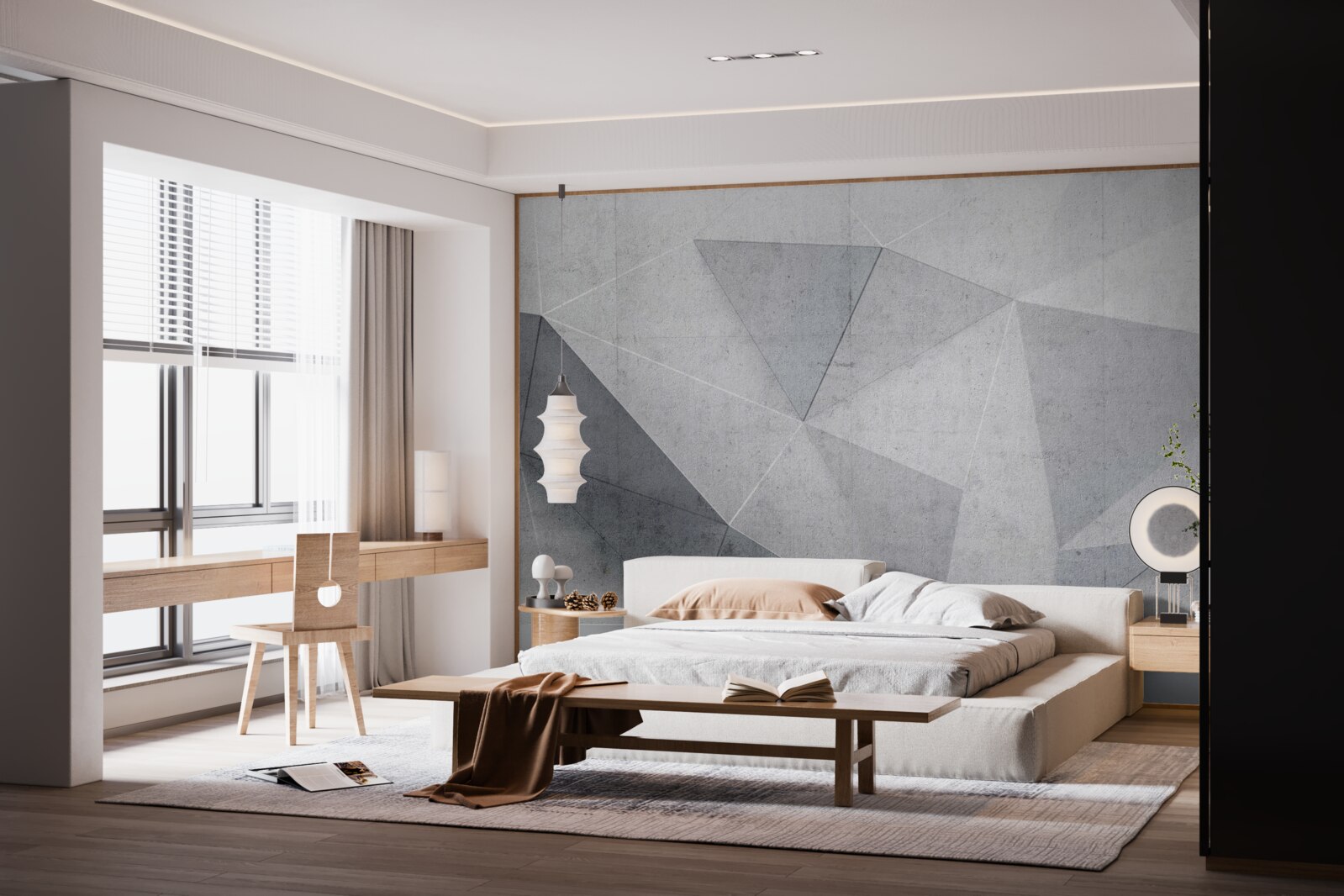 Papier peint triangles gris dans un style abstrait