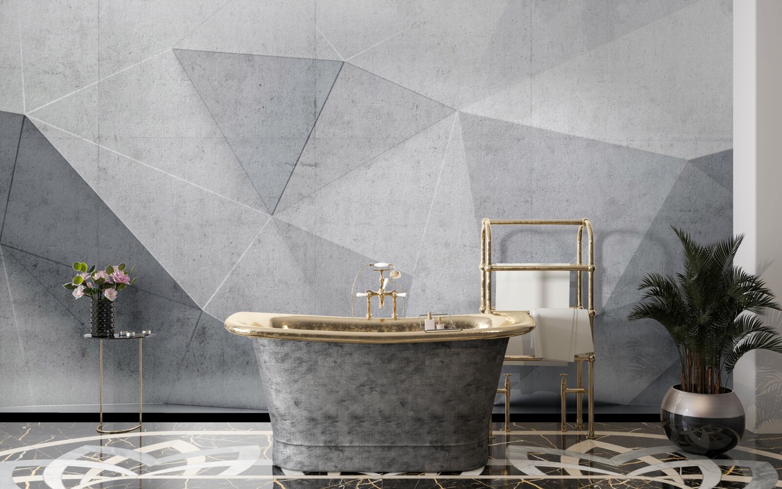 Papier peint triangles gris dans un style abstrait