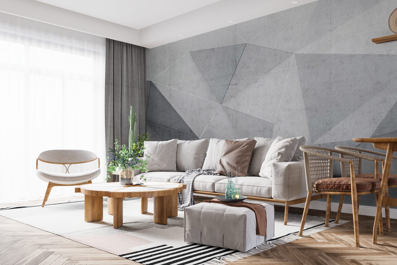 Papier peint triangles gris dans un style abstrait