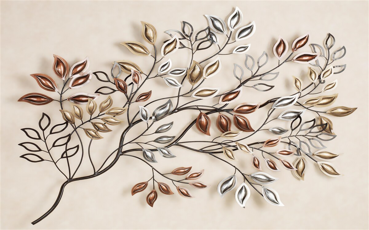 Papier peint feuilles de métal sur une branche