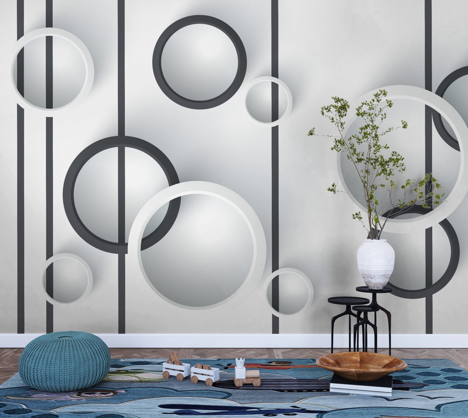 Papier peint cercles et lignes dans l'abstraction