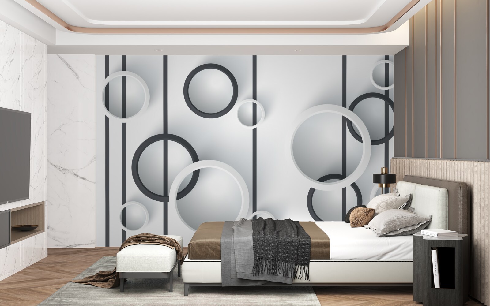 Papier peint cercles et lignes dans l'abstraction