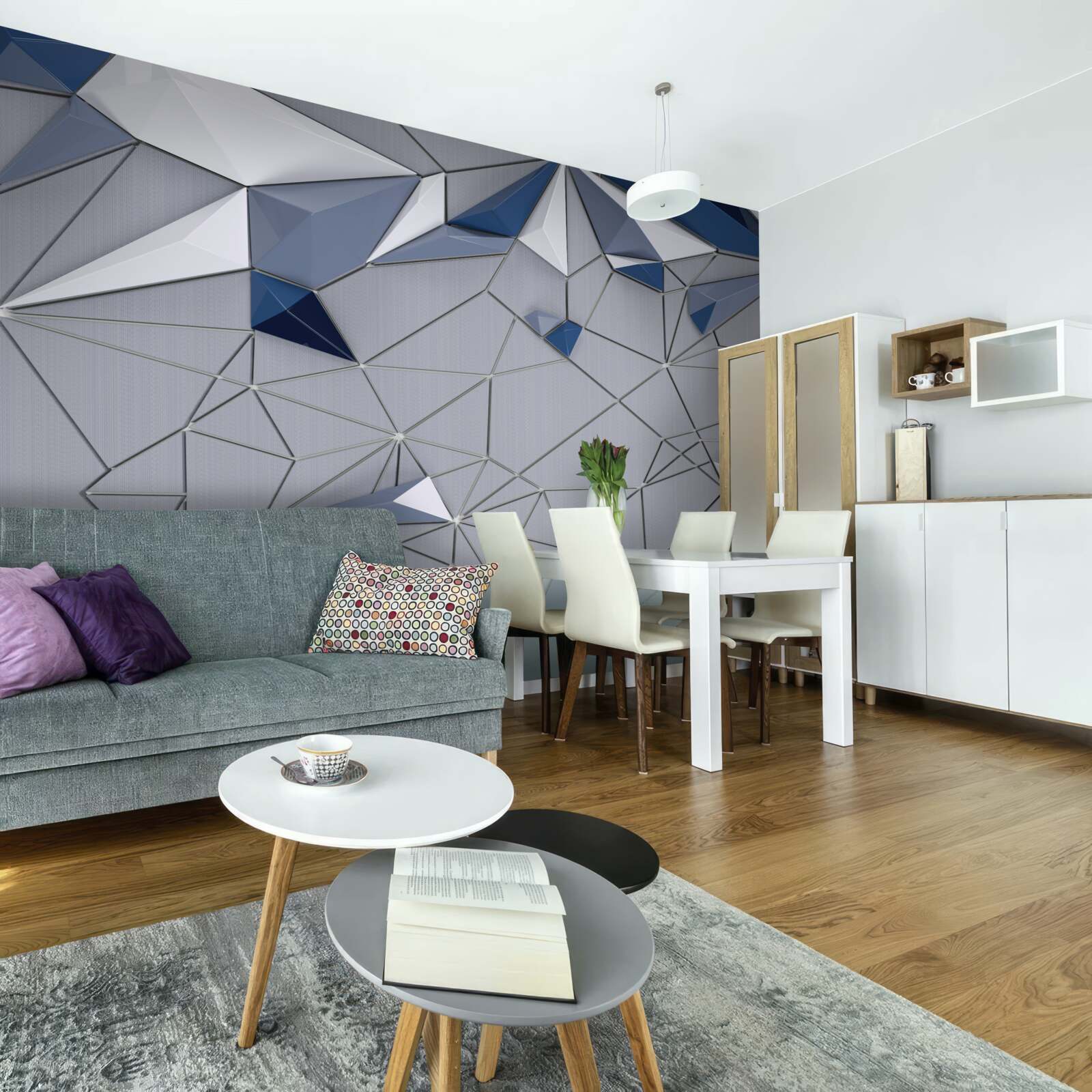 Papier peint marbre de verre bleu