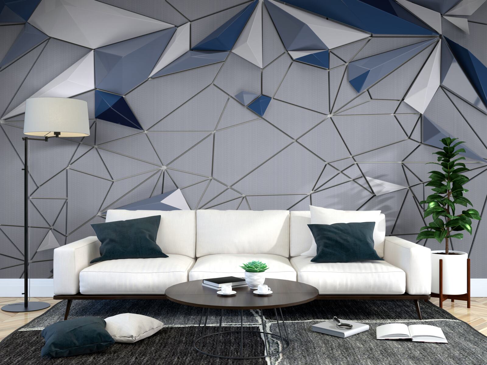 Papier peint marbre de verre bleu