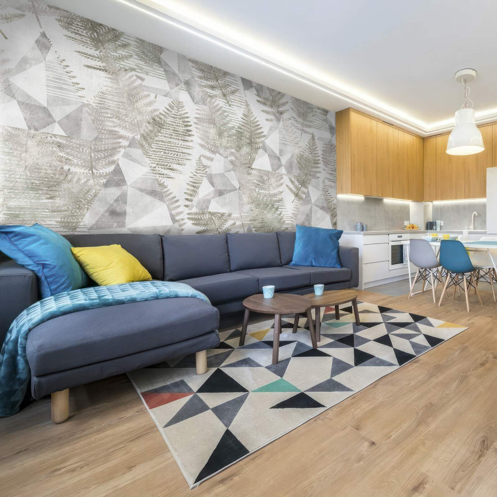 Papier peint abstrait avec des feuilles tropicales