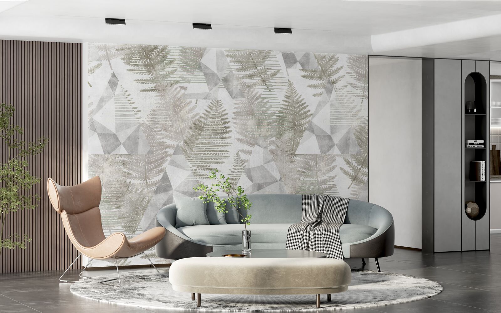 Papier peint abstrait avec des feuilles tropicales