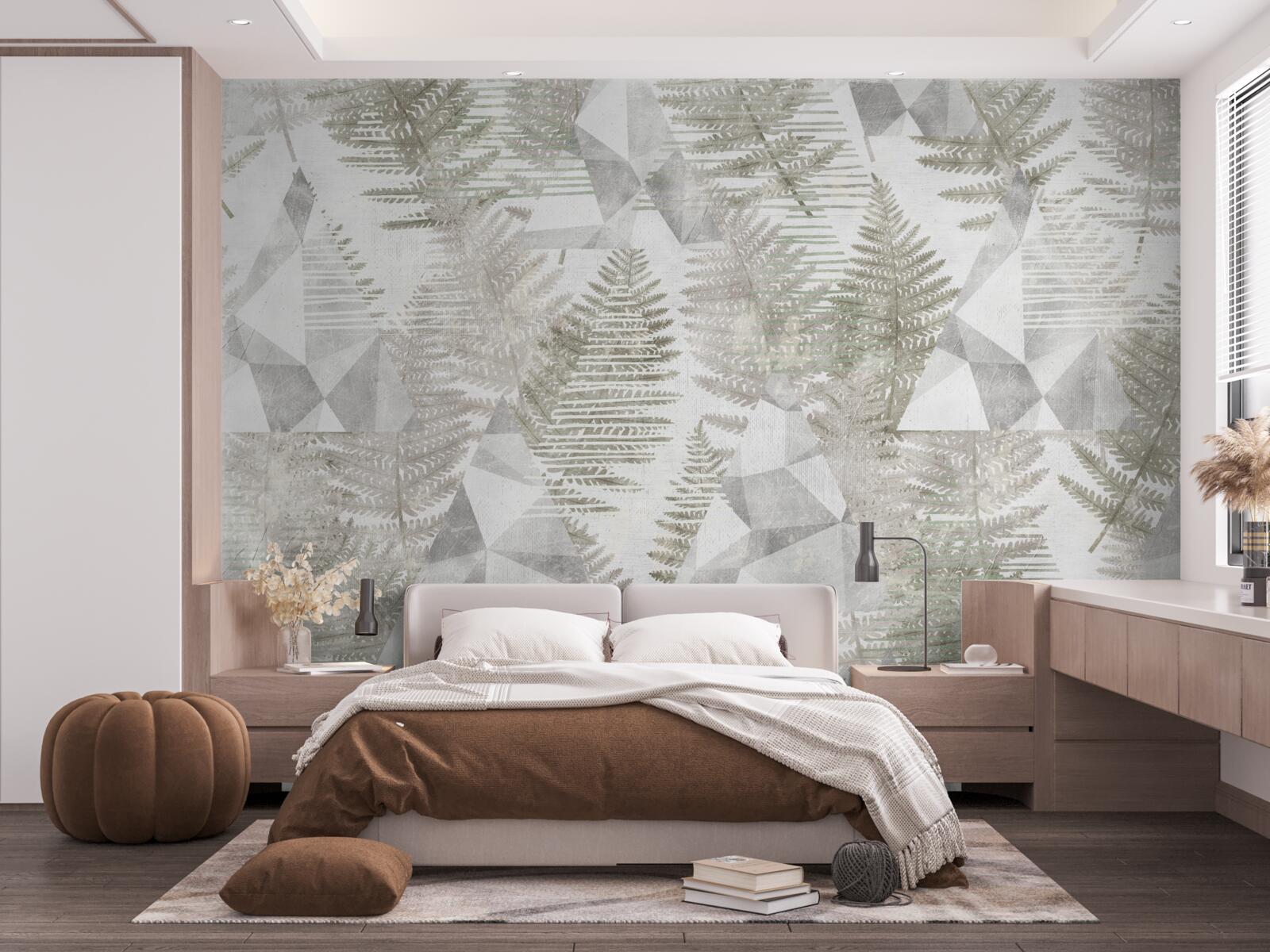 Papier peint abstrait avec des feuilles tropicales