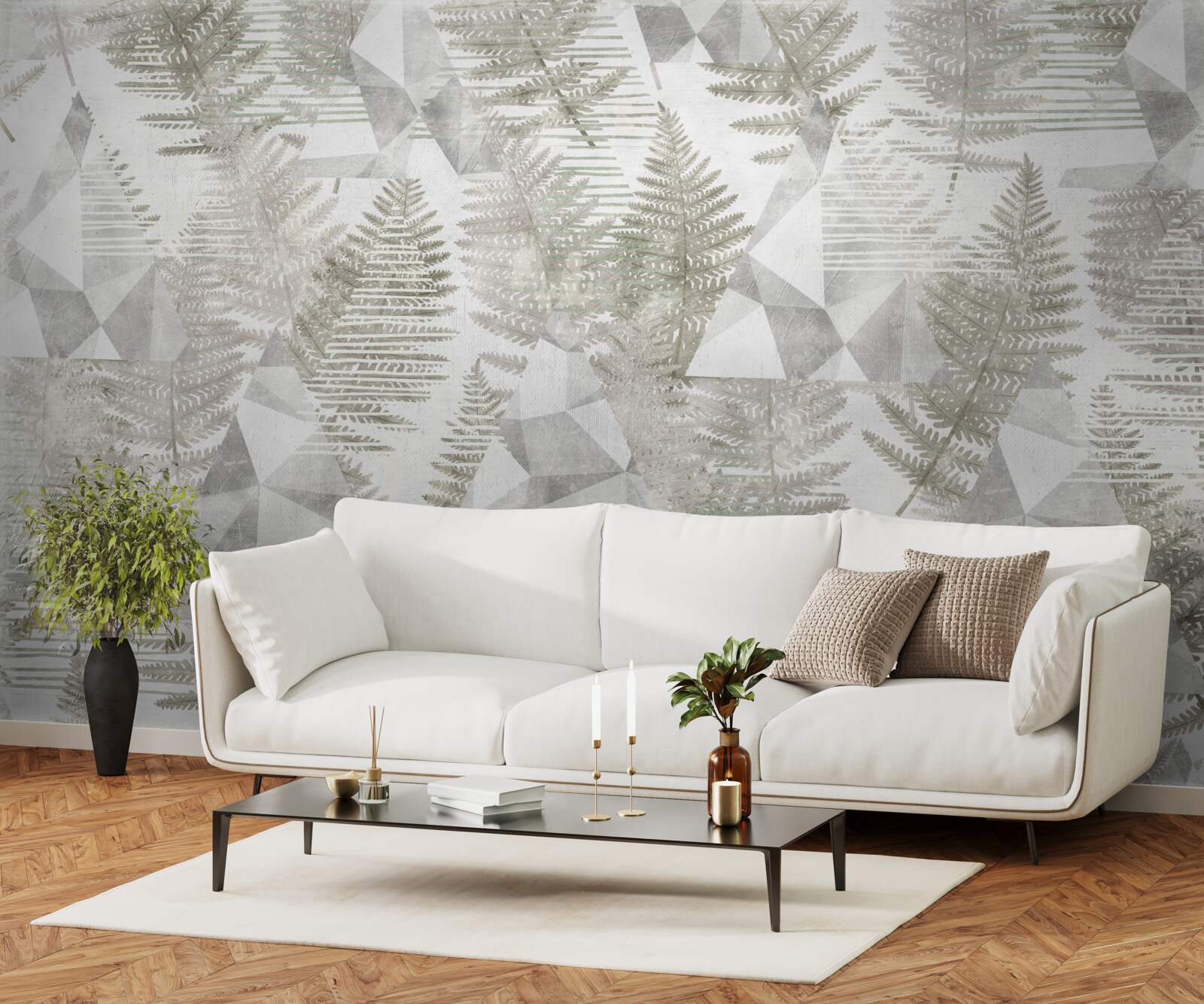 Papier peint abstrait avec des feuilles tropicales