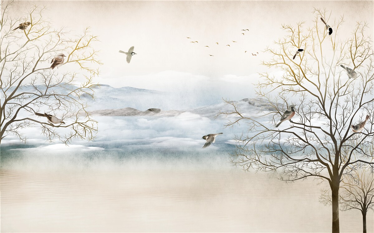 Papier peint brume matinale et chant des oiseaux