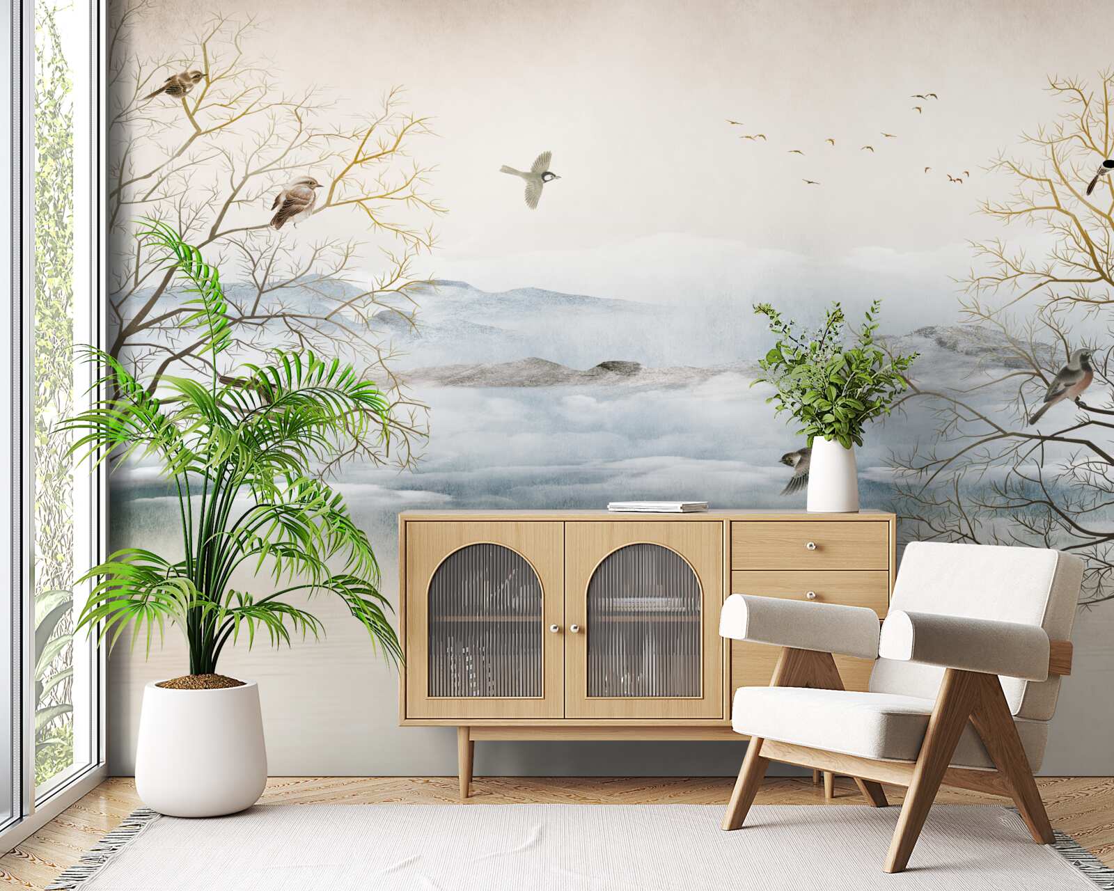 Papier peint brume matinale et chant des oiseaux