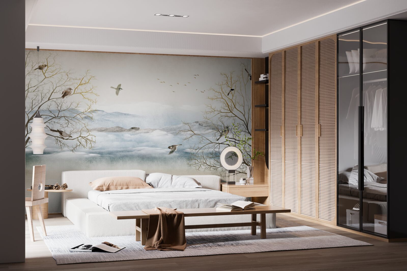 Papier peint brume matinale et chant des oiseaux