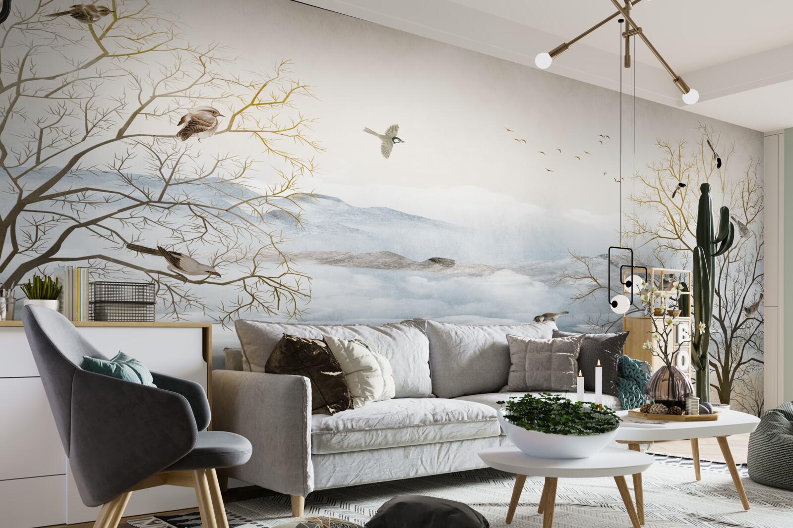 Papier peint brume matinale et chant des oiseaux