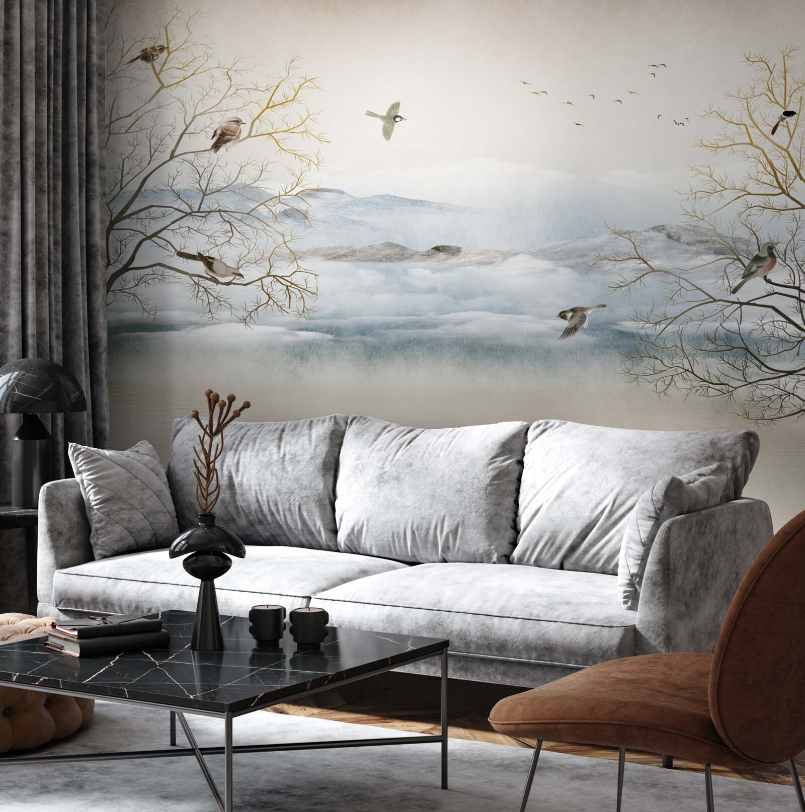 Papier peint brume matinale et chant des oiseaux