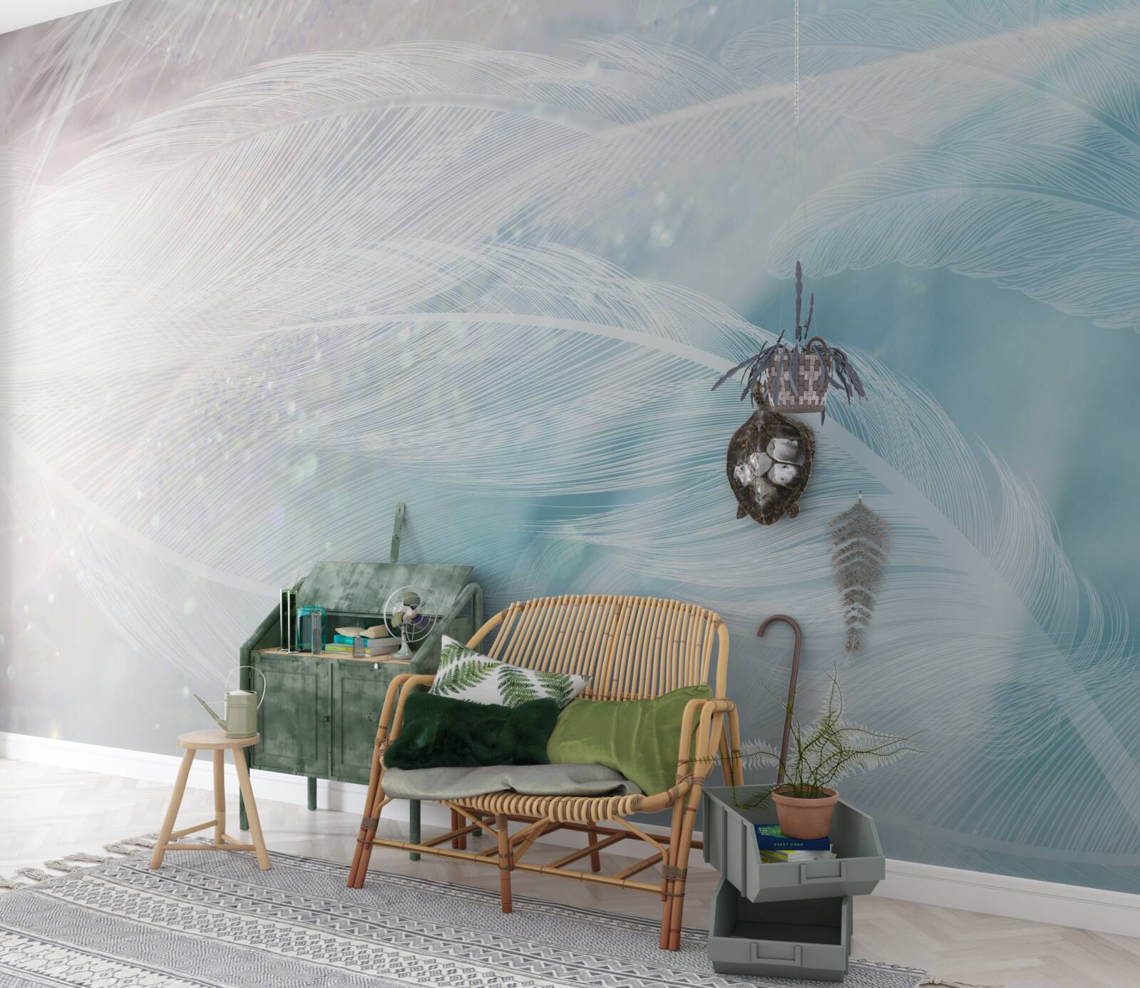 Papier peint plumes dans l'abstrait